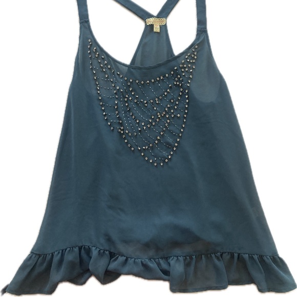 UO Sheer Turquoise Embroidered Shirt - Picture 1 of 3